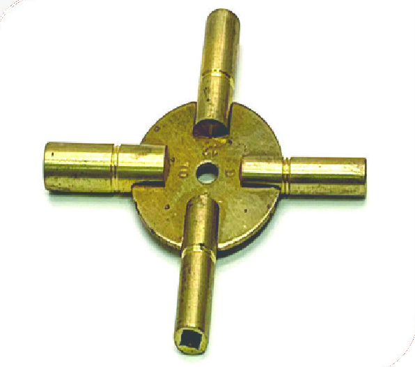 Small Four in One Brass Clock Key
