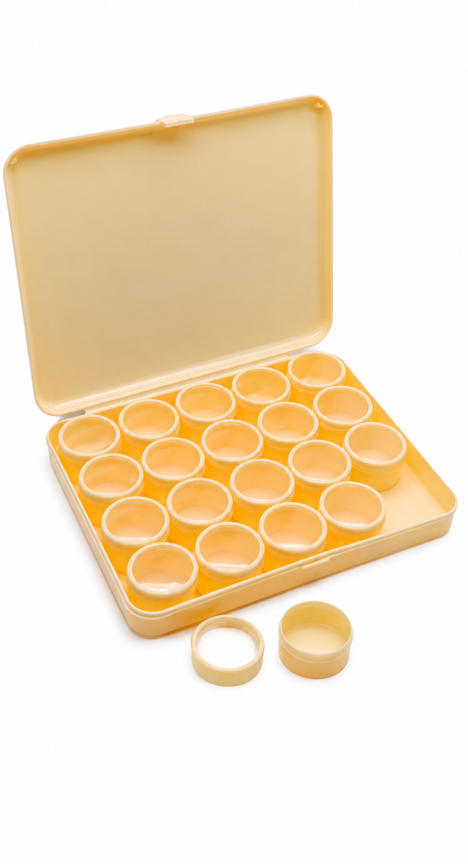 Plastic Storage Box with 20 Round Containers and Plain Lid
