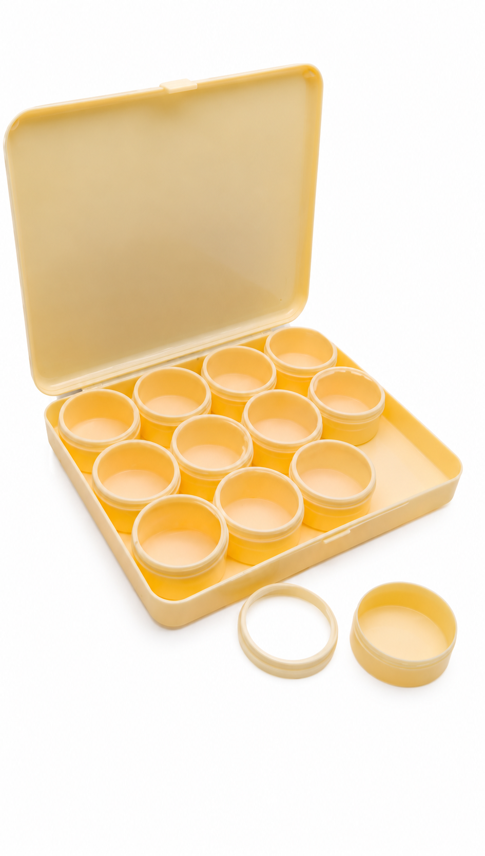 Plastic Storage Box with 12 Round Containers and Plain Lid