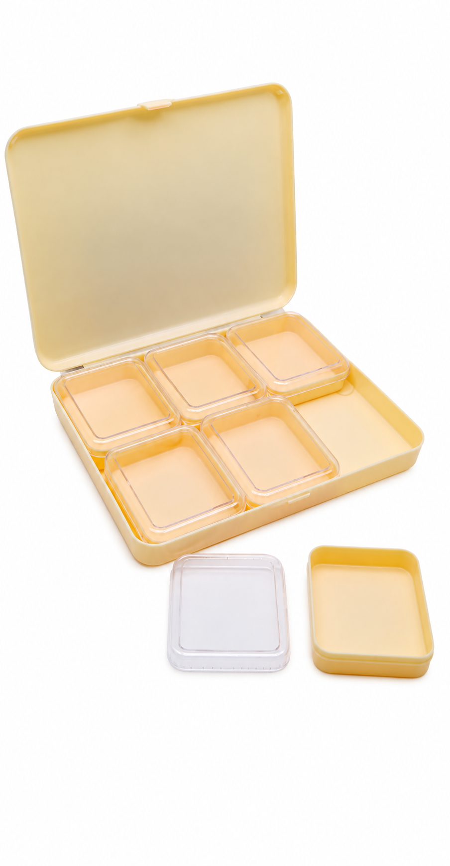 Plastic Storage Box with 6 Rectangular Containers and Plain Lid